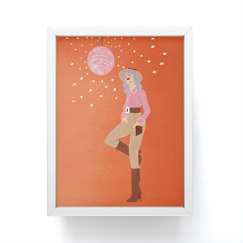 carriecantwell Disco Cowgirl Orange Framed Mini Art Print