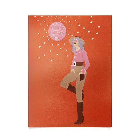 carriecantwell Disco Cowgirl Orange Poster