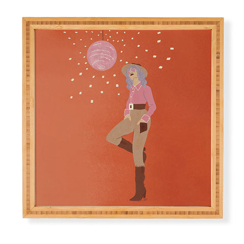 carriecantwell Disco Cowgirl Orange Framed Wall Art