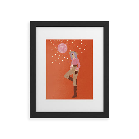 carriecantwell Disco Cowgirl Orange Framed Art Print