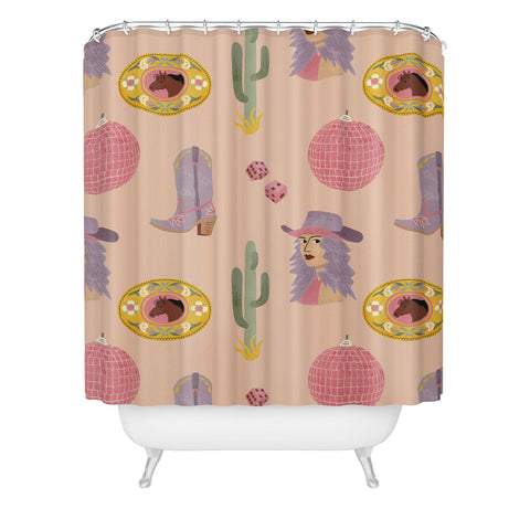 carriecantwell Disco Cowgirl Shower Curtain