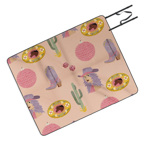 carriecantwell Disco Cowgirl Picnic Blanket