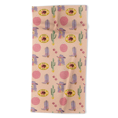 carriecantwell Disco Cowgirl Beach Towel