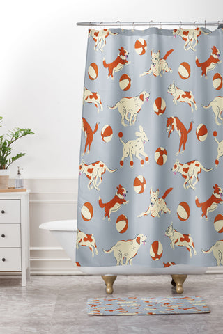 carriecantwell Dog Days Shower Curtain And Mat