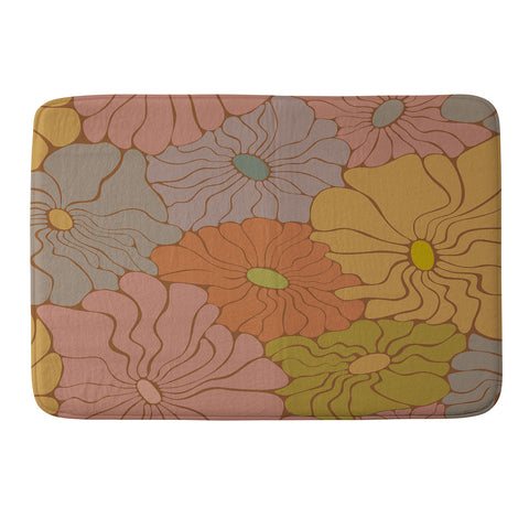carriecantwell Exotic Groovy Flowers Earthy Memory Foam Bath Mat