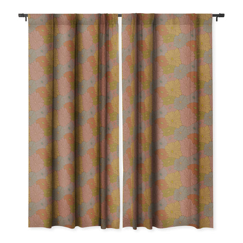 carriecantwell Exotic Groovy Flowers Earthy Blackout Window Curtain