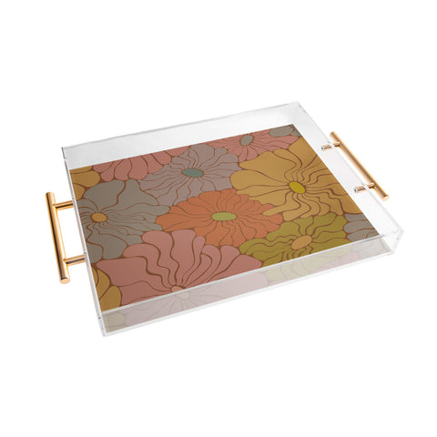 carriecantwell Exotic Groovy Flowers Earthy Acrylic Tray