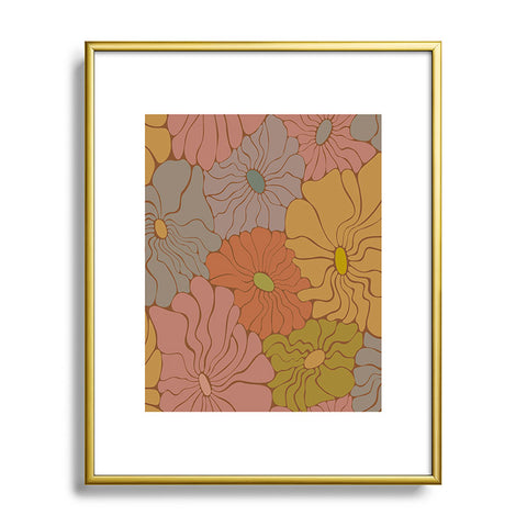 carriecantwell Exotic Groovy Flowers Earthy Metal Framed Art Print