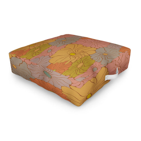 carriecantwell Exotic Groovy Flowers Earthy Outdoor Floor Cushion