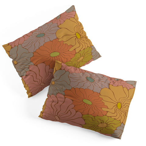 carriecantwell Exotic Groovy Flowers Earthy Pillow Shams