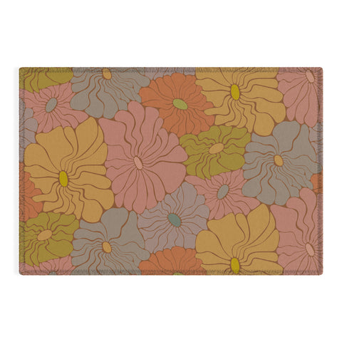 carriecantwell Exotic Groovy Flowers Earthy Outdoor Rug