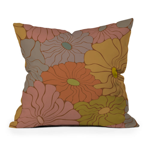 carriecantwell Exotic Groovy Flowers Earthy Outdoor Throw Pillow