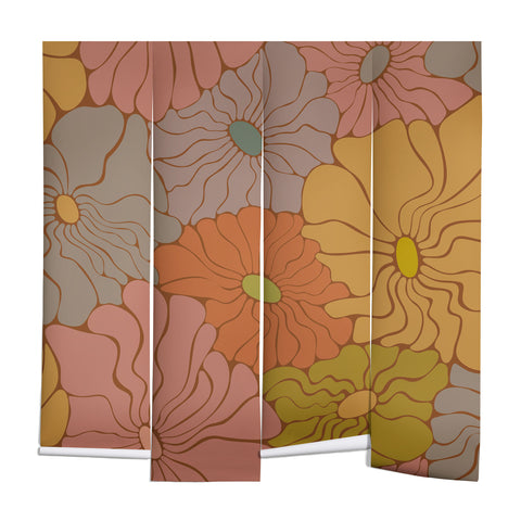 carriecantwell Exotic Groovy Flowers Earthy Wall Mural