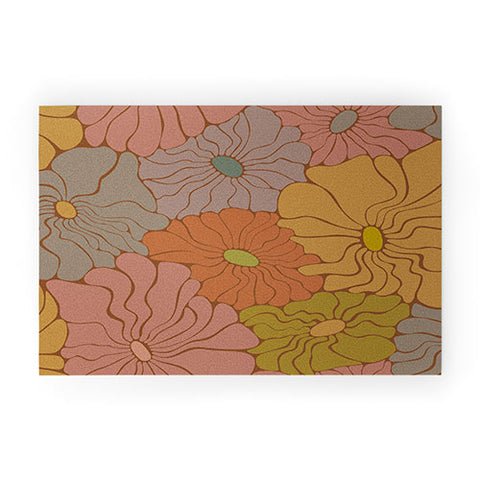 carriecantwell Exotic Groovy Flowers Earthy Welcome Mat