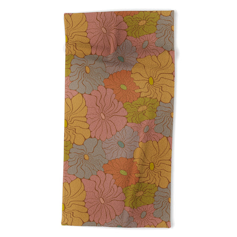 carriecantwell Exotic Groovy Flowers Earthy Beach Towel