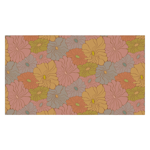 carriecantwell Exotic Groovy Flowers Earthy Tablecloth