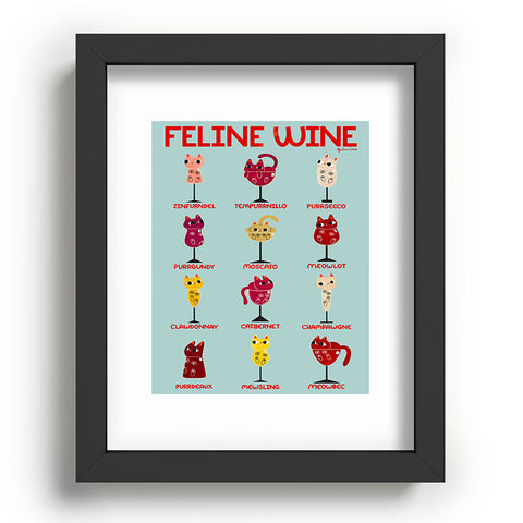 carriecantwell Feline Wine Cats in Wine Glass Recessed Framing Rectangle