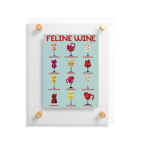 carriecantwell Feline Wine Cats in Wine Glass Floating Acrylic Print