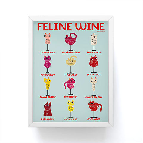 carriecantwell Feline Wine Cats in Wine Glass Framed Mini Art Print