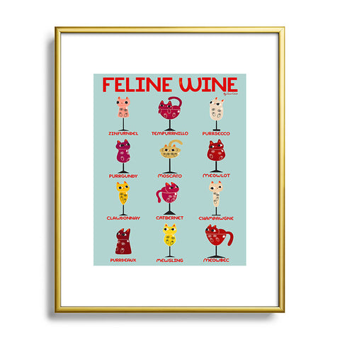 carriecantwell Feline Wine Cats in Wine Glass Metal Framed Art Print