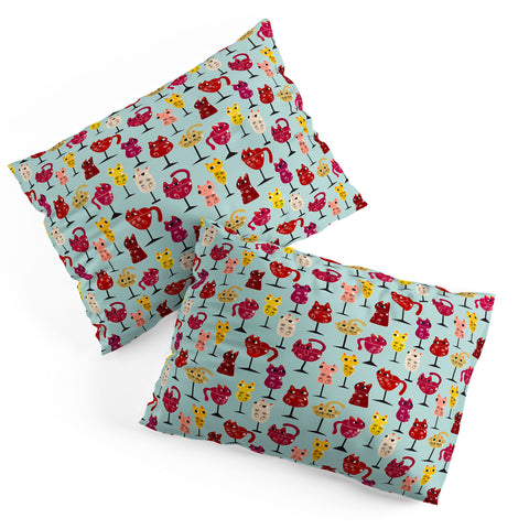 carriecantwell Feline Wine Cats in Wine Glass Pillow Shams