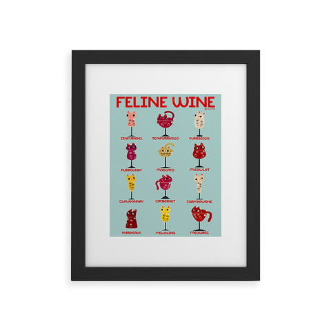 carriecantwell Feline Wine Cats in Wine Glass Framed Art Print