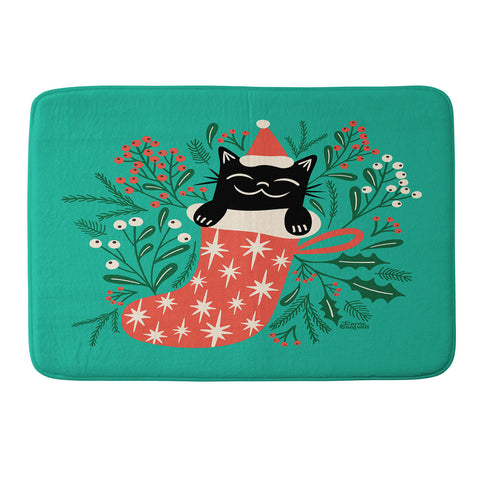 carriecantwell Festive Feline Memory Foam Bath Mat