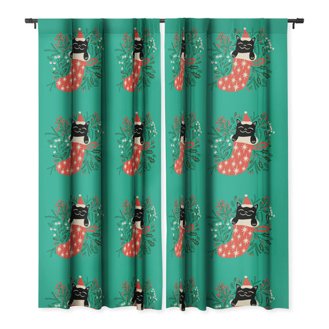 carriecantwell Festive Feline Blackout Window Curtain