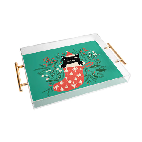 carriecantwell Festive Feline Acrylic Tray