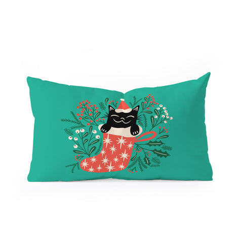 carriecantwell Festive Feline Oblong Throw Pillow