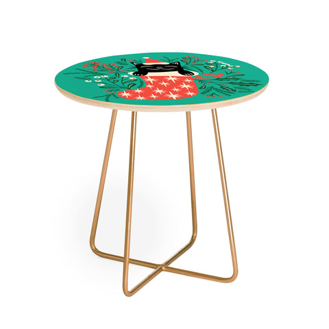 carriecantwell Festive Feline Round Side Table
