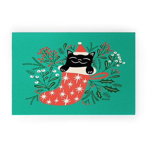 carriecantwell Festive Feline Welcome Mat