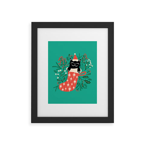 carriecantwell Festive Feline Framed Art Print