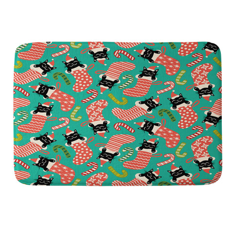 carriecantwell Festive Felines Memory Foam Bath Mat