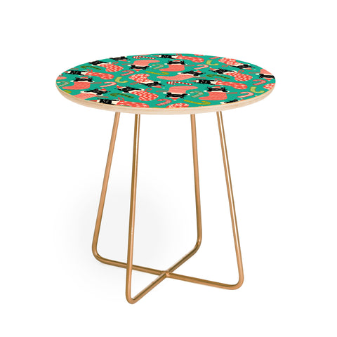 carriecantwell Festive Felines Round Side Table