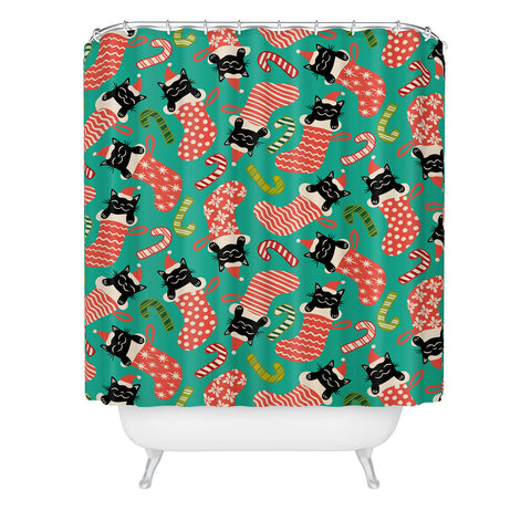 carriecantwell Festive Felines Shower Curtain