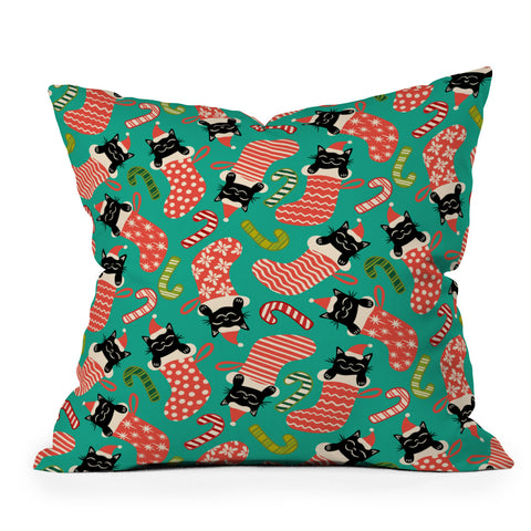 carriecantwell Festive Felines Throw Pillow