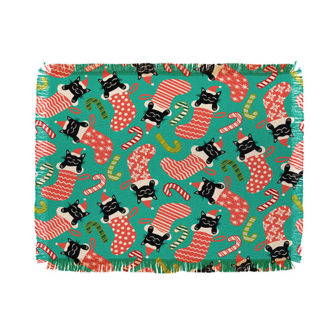 carriecantwell Festive Felines Throw Blanket