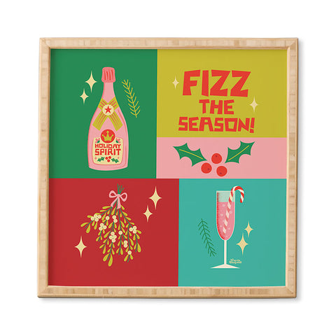 carriecantwell Fizz The Season Happy Holiday Framed Wall Art