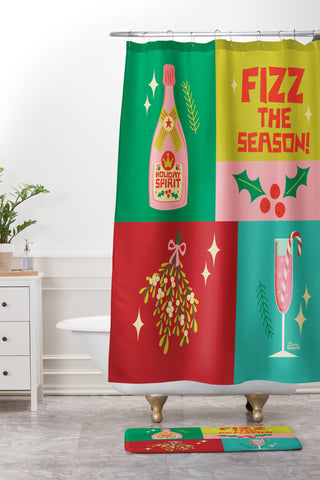 carriecantwell Fizz The Season Happy Holiday Shower Curtain And Mat