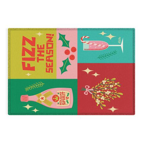 carriecantwell Fizz The Season Happy Holiday Outdoor Rug
