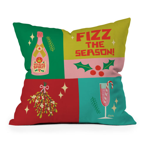 carriecantwell Fizz The Season Happy Holiday Throw Pillow