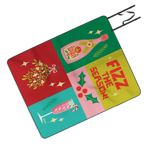 carriecantwell Fizz The Season Happy Holiday Picnic Blanket