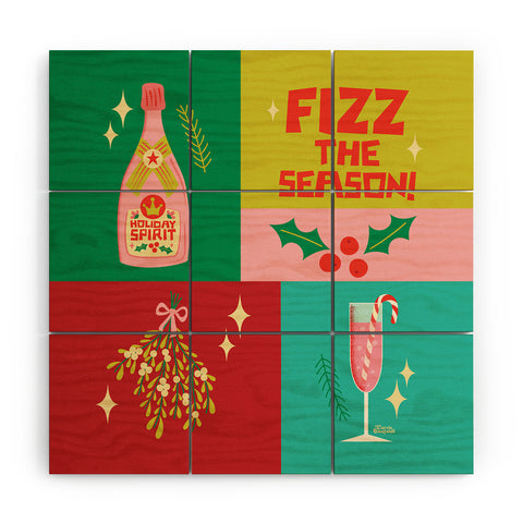 carriecantwell Fizz The Season Happy Holiday Wood Wall Mural