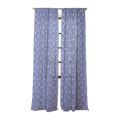 carriecantwell French Country Blue Floral Sheer Window Curtain