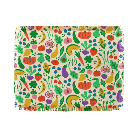 carriecantwell Fruits Veggies Throw Blanket
