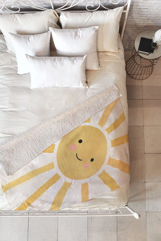 carriecantwell Happy Sun I Fleece Throw Blanket