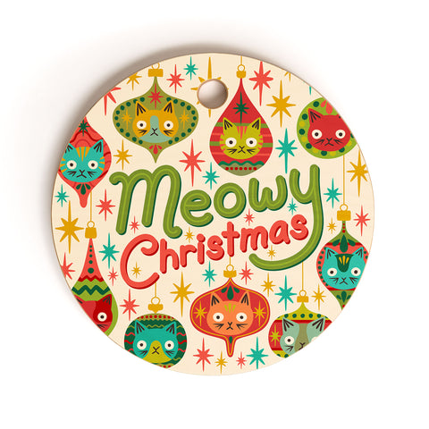 carriecantwell Meowy Christmas Cutting Board Round