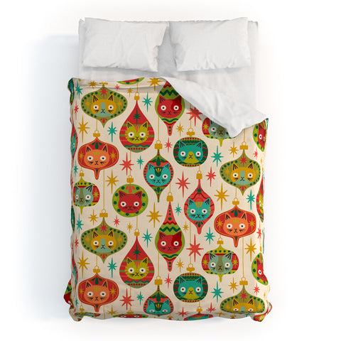 carriecantwell Meowy Christmas Duvet Cover