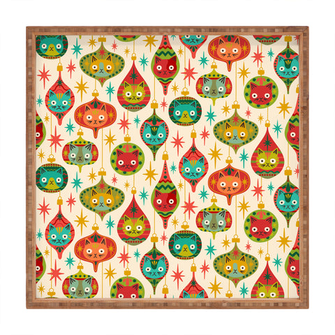 carriecantwell Meowy Christmas Square Tray